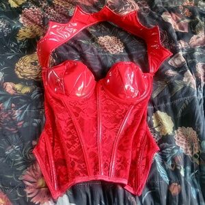 Dolls Kill Trickz N Treatz Red Vampy Stretch corset Medium NWT